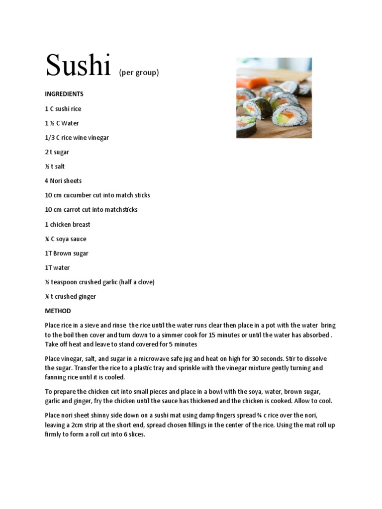 Sushi | PDF | Cooking, Food & Wine | Wellness