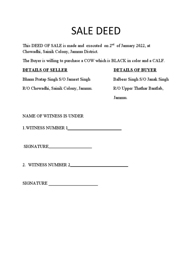 Sale Deed | PDF