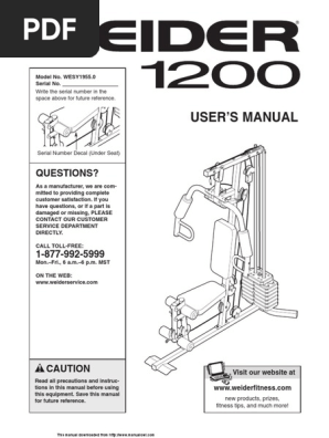 Weider 2980x exercise chart pdf sale