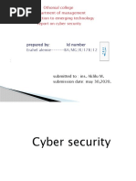 Othonial College Department of Management Introduction To Emerging Technology Report On Cyber Security