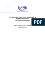 The Academic Experience of Students in English Universities: Higher Education Policy Institute September 2007