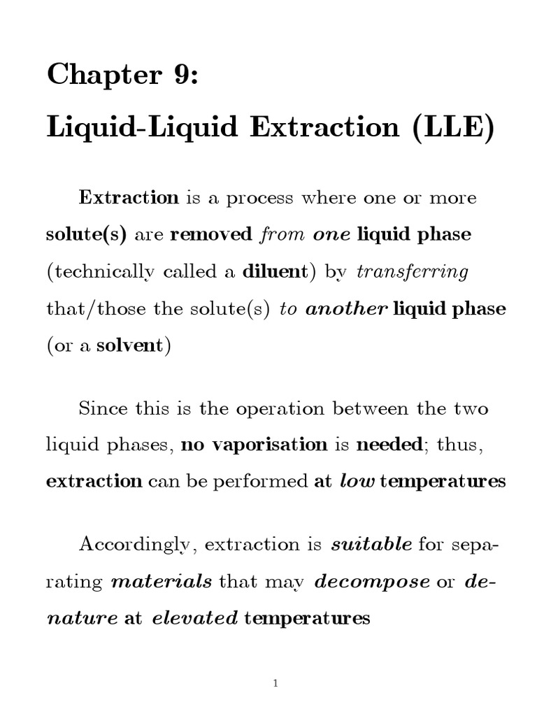 Liquid-Liquid Extraction Process Explained | PDF | Solution | Phase ...