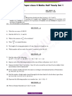 CBSE Sample Paper Class 6 Maths Half Yearly Set 1: All Questions Are Compulsory