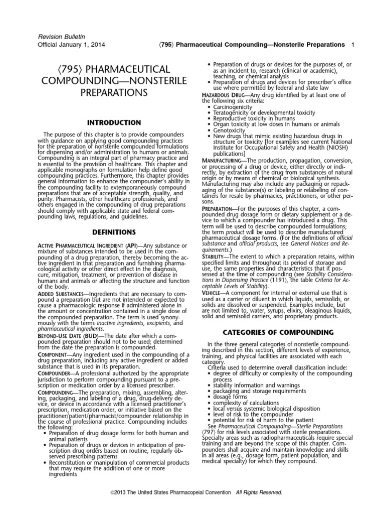 USP Chapter 795 PDF Prescription Drugs Pharmaceutical Formulation