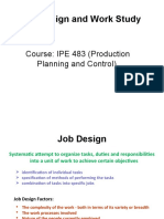 Job Design and Work Study: Course: IPE 483 (Production Planning and Control)