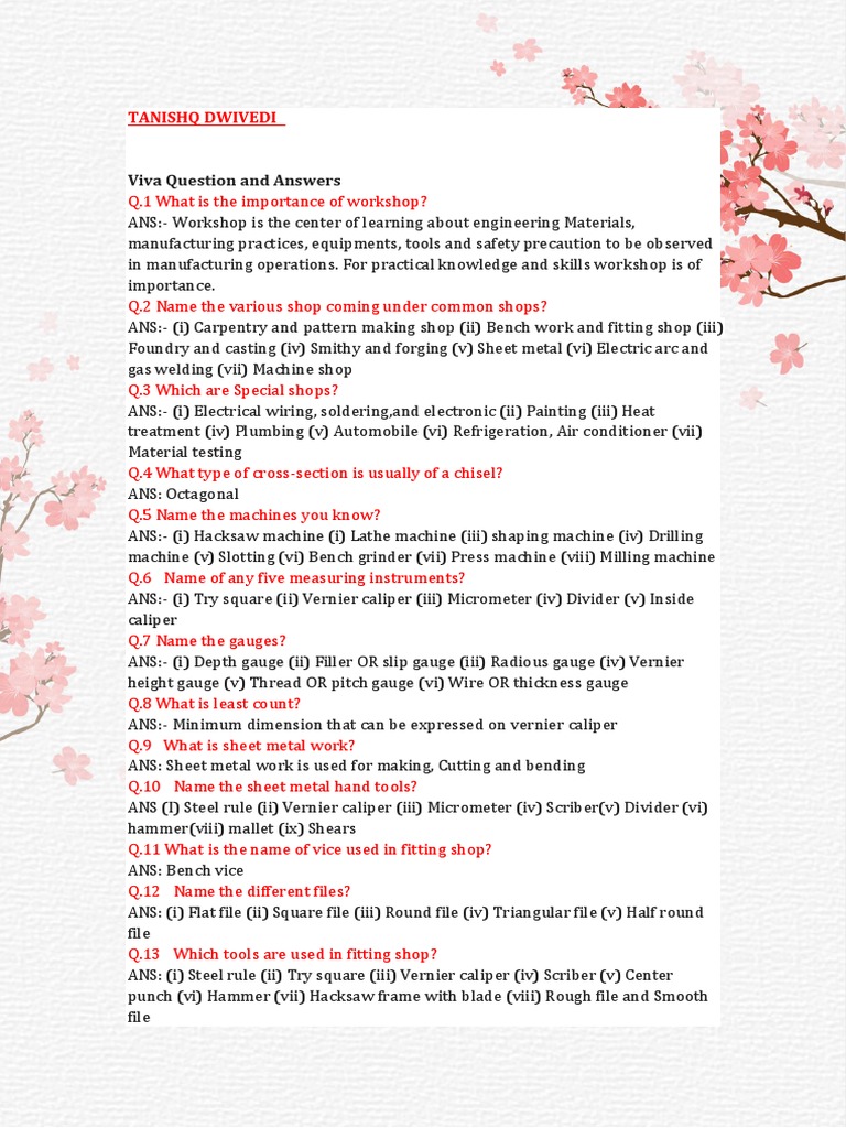 An Insight into Tools, Processes, and Machines through Viva