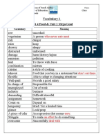 Vocabulary 1 Unit 4 Food & Unit 1 Mega Goal: Who Never Eats Meat