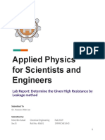 Applied Physics For Scientists and Engineers: Lab Report: Determine The Given High Resistance by Leakage Method