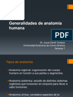 Clase 1. Generalidades de Anatomía Humana SANDI2022