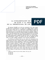 La fundamentación kantiana del valor absoluto de la dignidad moral