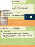 Ecology Concepts: Species, Populations, Niches and Environments