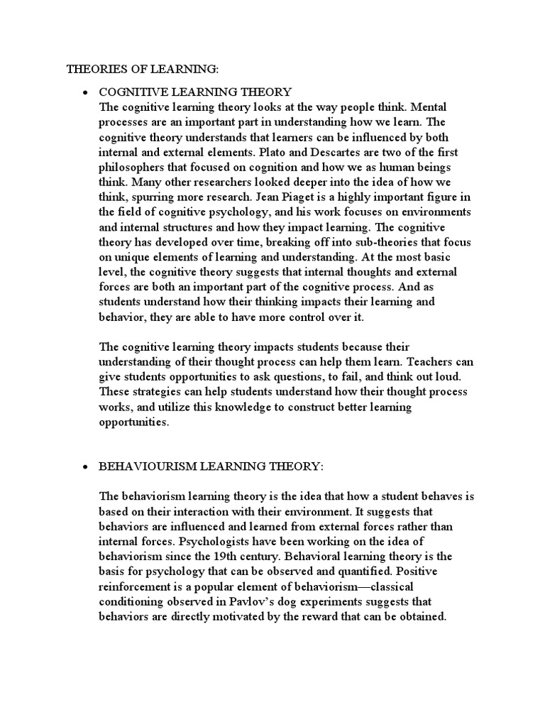 Key Learning Theories Explained | PDF | Behaviorism | Constructivism ...