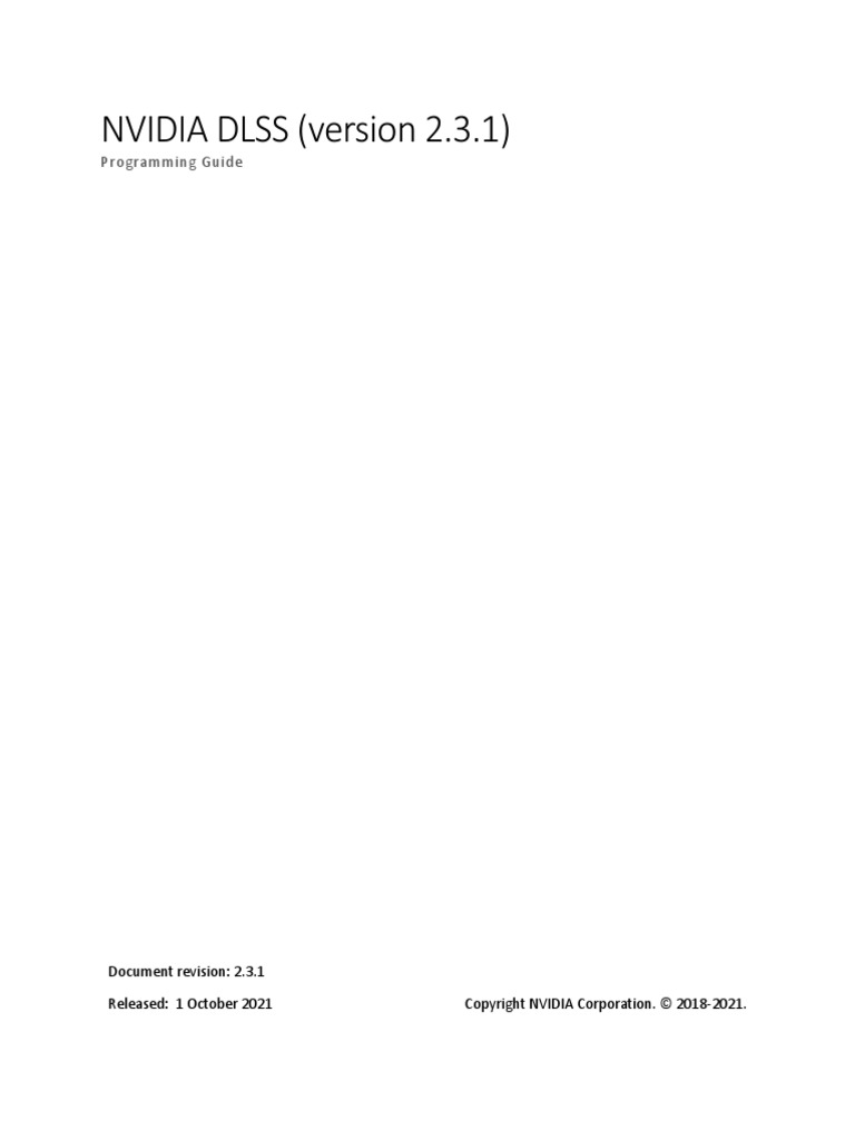 DLSS Programming Guide Release | PDF
