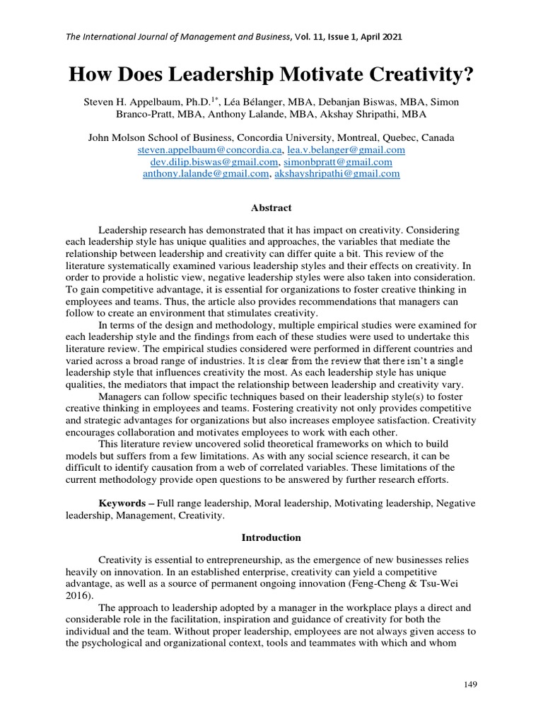 Leadership Styles and Creativity Impact | PDF | Leadership | Creativity
