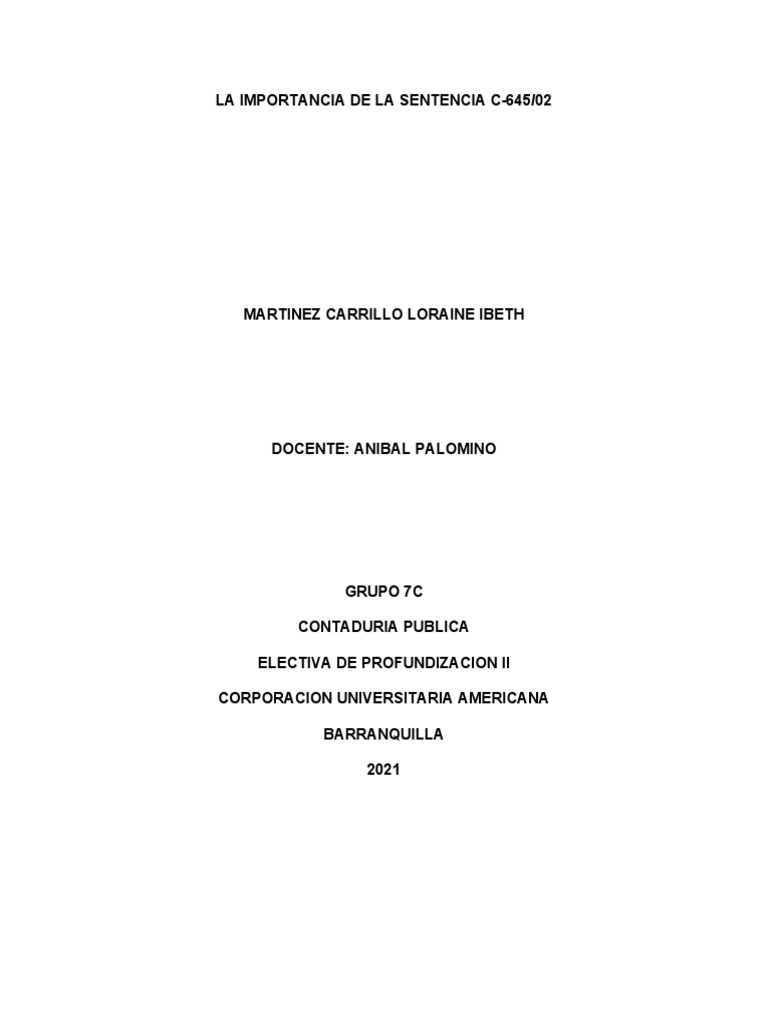 La Importancia de La Sentencia C645 | PDF | Contador | Contabilidad
