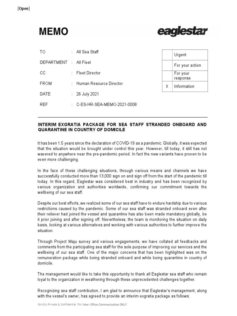 Memo Onboard Stranded Domicile Quarantine - 26jul2021 | PDF