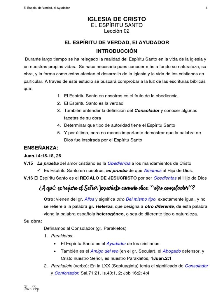 El Ayudador: El Espíritu de Verdad | PDF | espíritu Santo | Cristo (título)