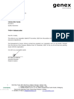 Genex: Subject: Release Letter