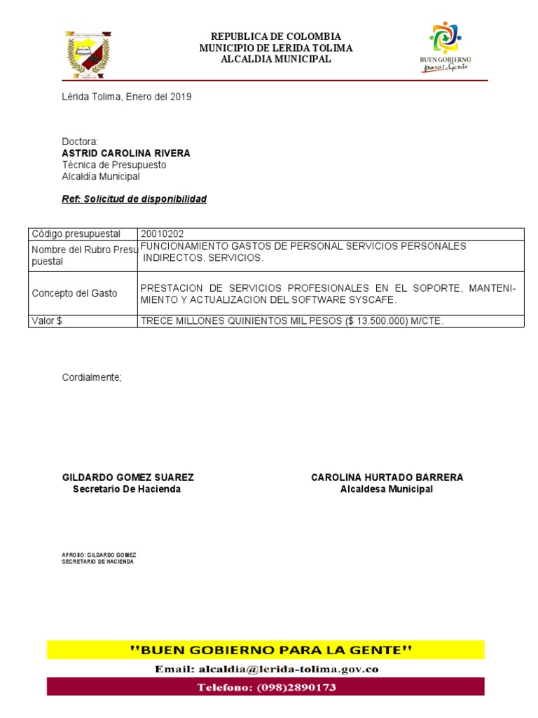 Formato de Solicitud Del CDP de Hacienda | PDF