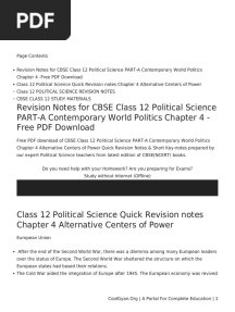 Chapter 4 Notes-Alternative Centres of Power