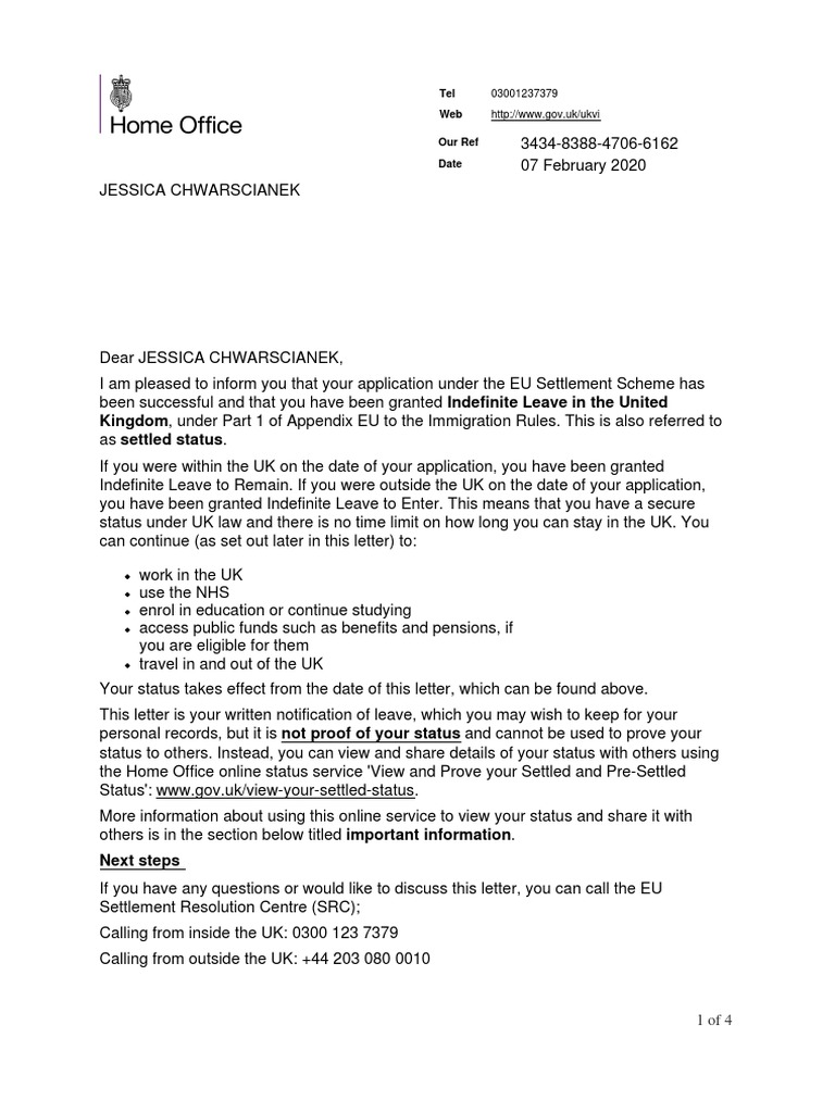 Kingdom, Under Part 1 of Appendix EU To The Immigration Rules. This Is