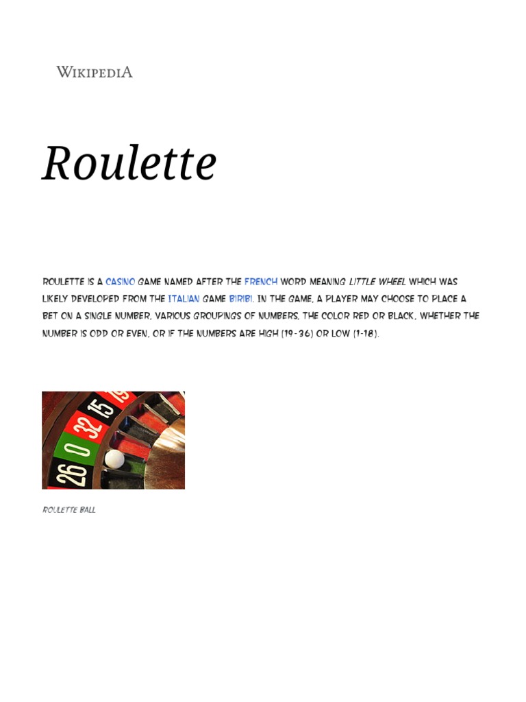 Roulette - Wikipedia, PDF, Roulette