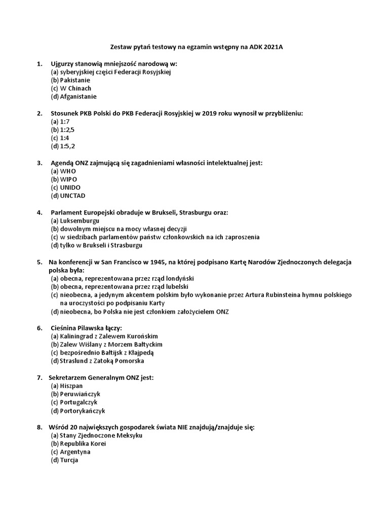 Test Z Wiedzy ADK 2021A PDF