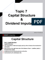 Topic 7 Capital Structure & Dividend Imputation