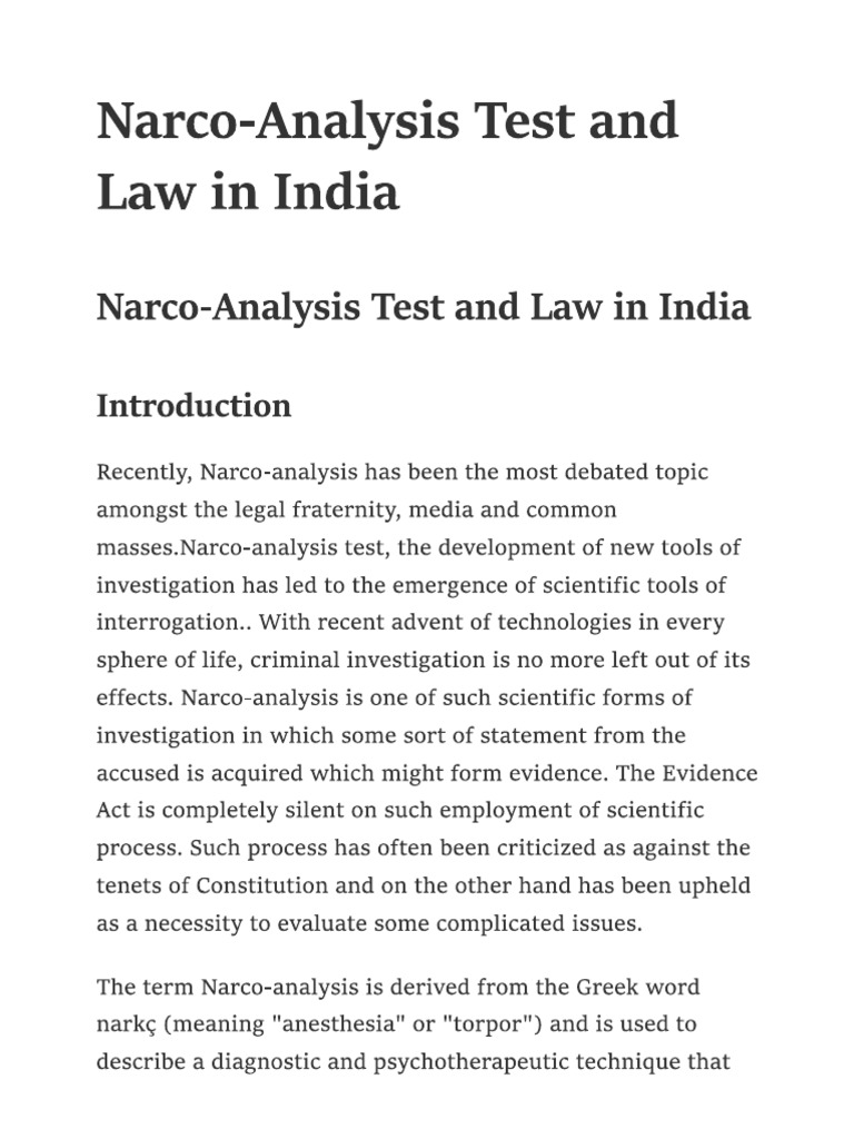 NarcoAnalysis Test and Law in India PDF