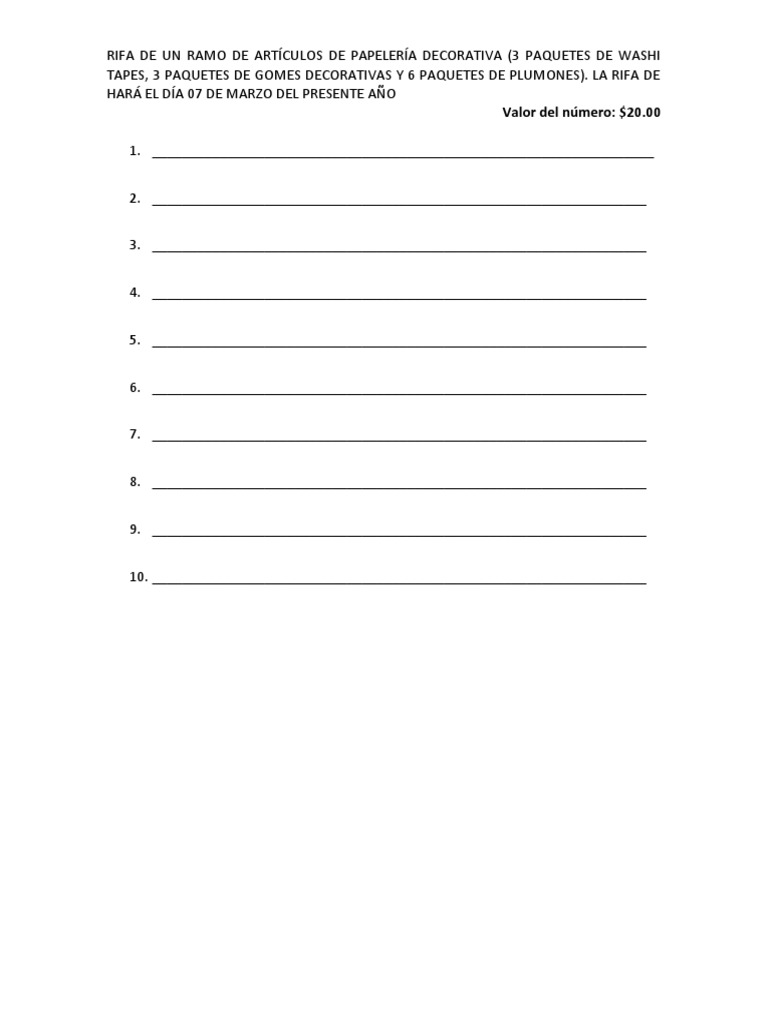 Plantilla Para Rifa 100 Numeros Pdf : Boletos Como Hacer Una Rifa De😹 ...