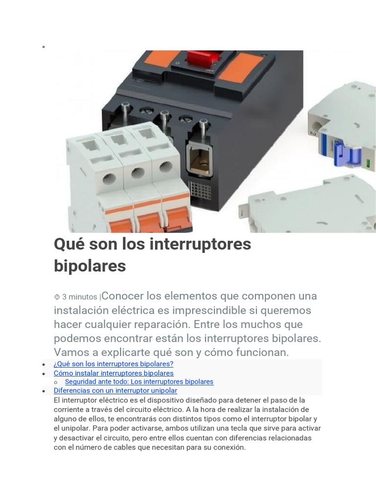 Diferencia entre interruptor unipolar y bipolar