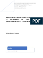 Propuesta de Automatización para La Planta de Tratamiento de Agua Potable Servimanantiales A.P.C - Cucaita - Boyacá