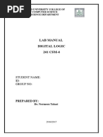 241 CSM-4 - Digital Logic - Lab Manual - Course Specification - 1