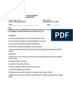 Financial Institutions Assignment#01 Course Code: FIN301 Date: 4-02-22 Faculty: Abdus Salam Shaikh Submission Date: 14-2-2022 Name: - Roll #