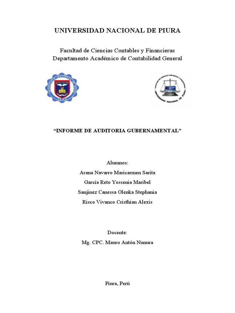 Informe de Auditoría Gubernamental | PDF | Auditoría | Contralor