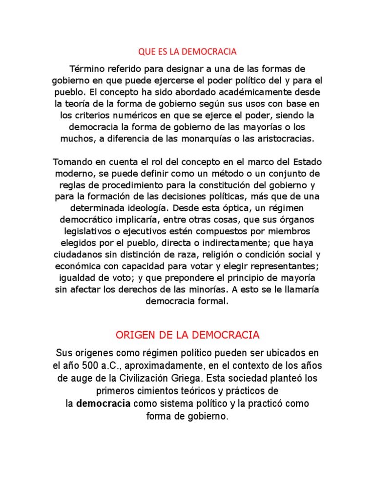 Tipos y Orígenes de la Democracia | PDF | Ideologías políticas | Democracia