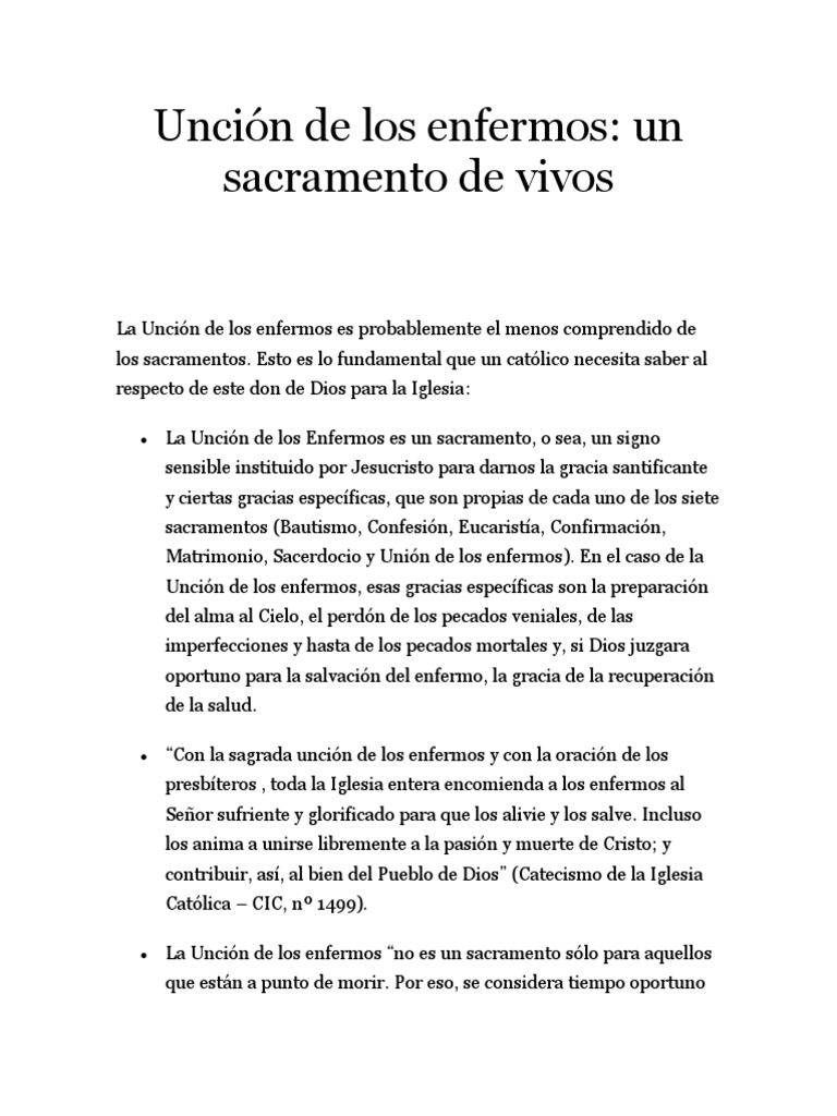 Unción de Los Enfermos PDF Sacramentos