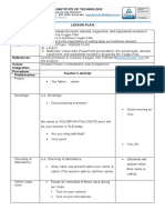 Lesson Plan Learning Competency/ies: Subject Matter:: Teacher's Activity Learners' Response