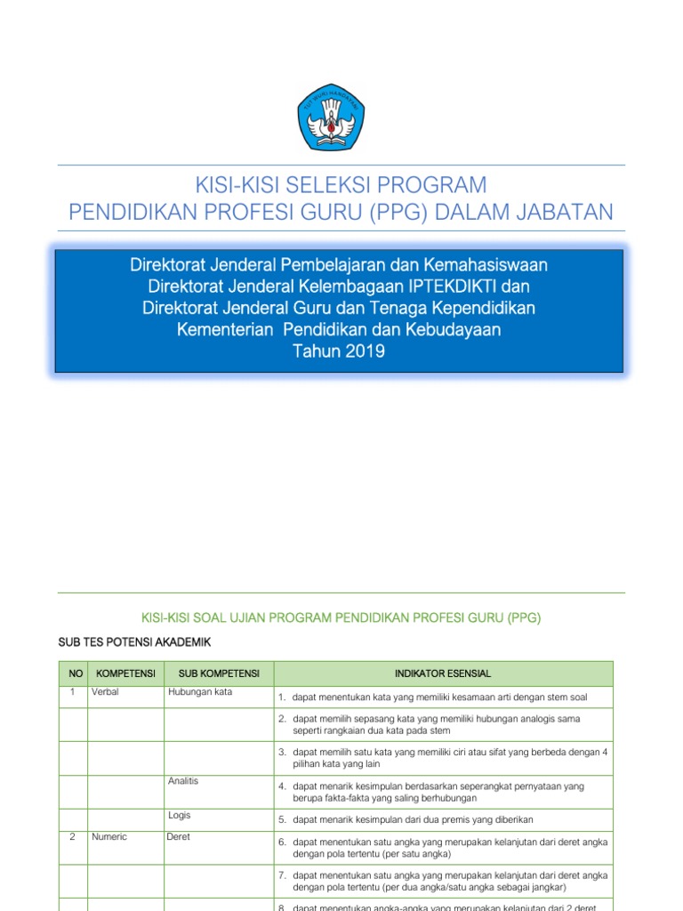 Kisi Kisi PPG Dal-Jab | PDF