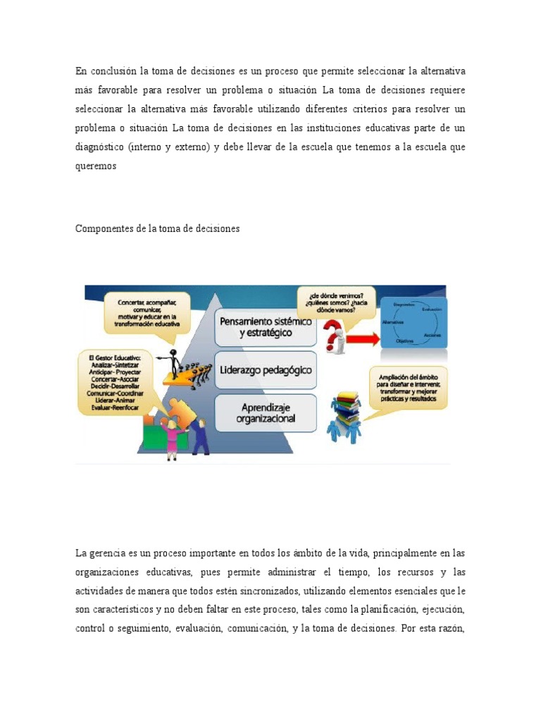 Toma de decisiones en gerencia educativa | PDF