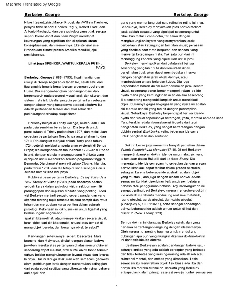 Filsafat George Berkeley | PDF | Ilmu Sosial | Filsafat