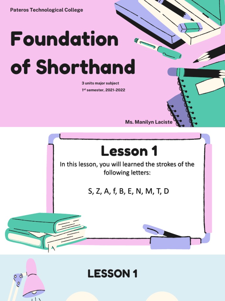Foundation of Shorthand Pateros Technological College PDF