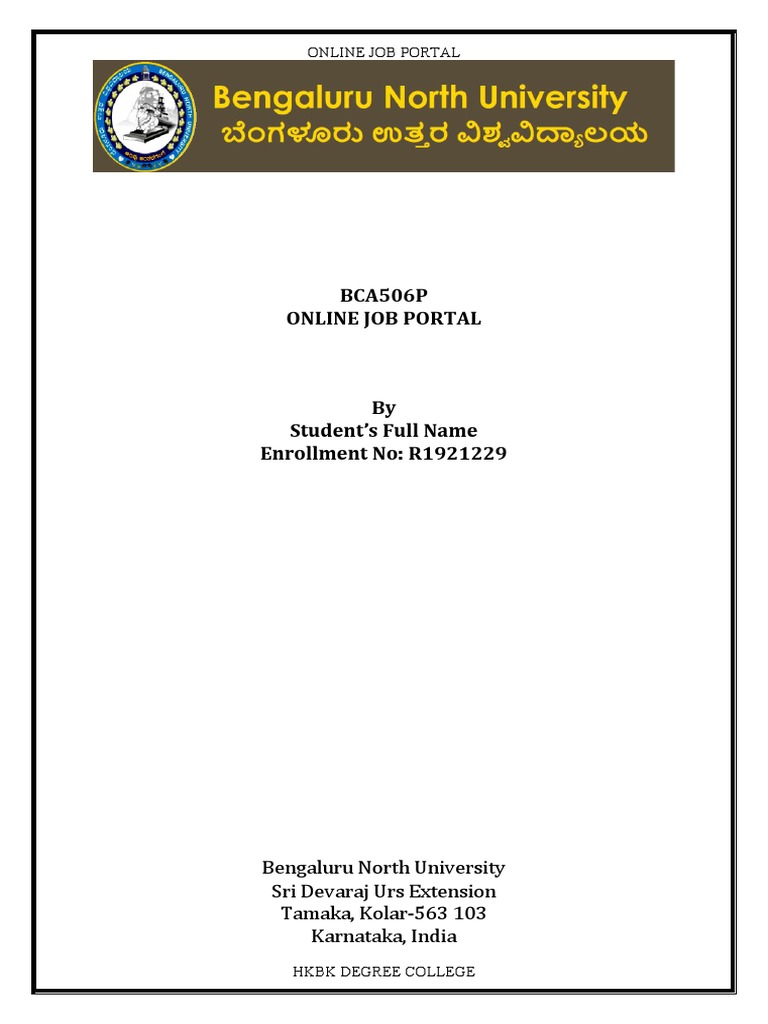 Online Job Portal Project Report  PDF  System  Feasibility Study