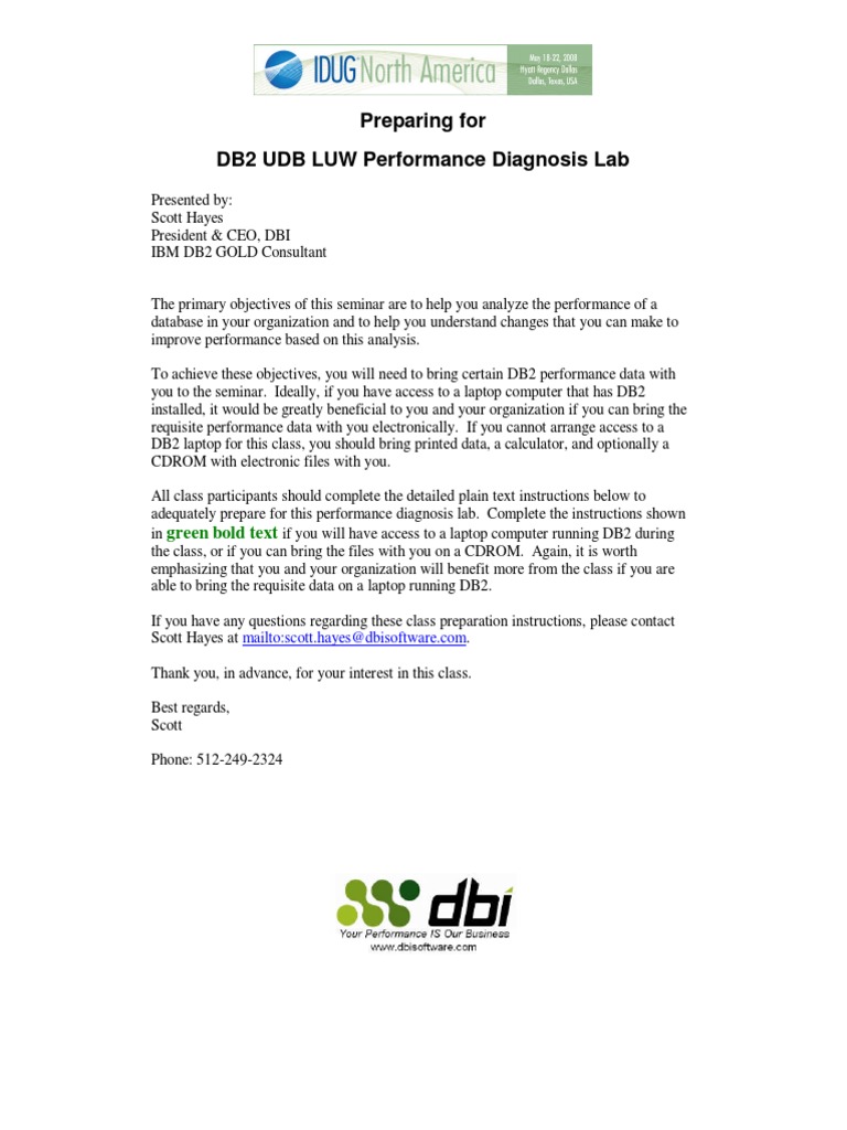 DB2 UDB LUW Performance Lab Prep Guide | PDF | Ibm Db2 | File Transfer ...