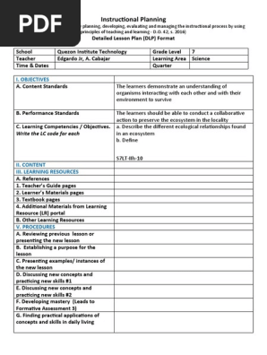 Science lesson plan
