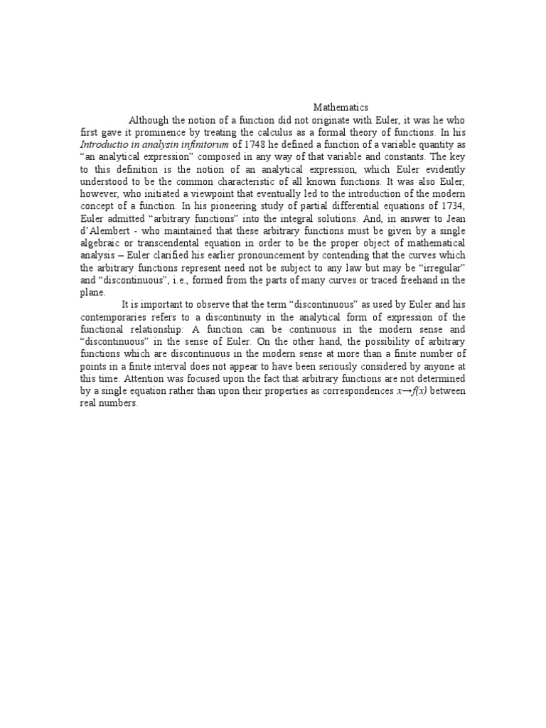 Euler and Fourier on Functions | PDF | Leonhard Euler | Teaching ...