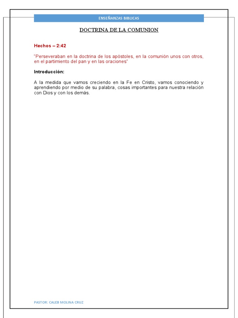 Doctrina de La Comunion | PDF | Religión y espiritualidad