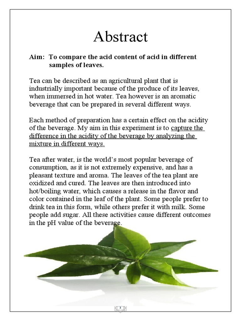 Acidity in Tea PDF Tea Drink