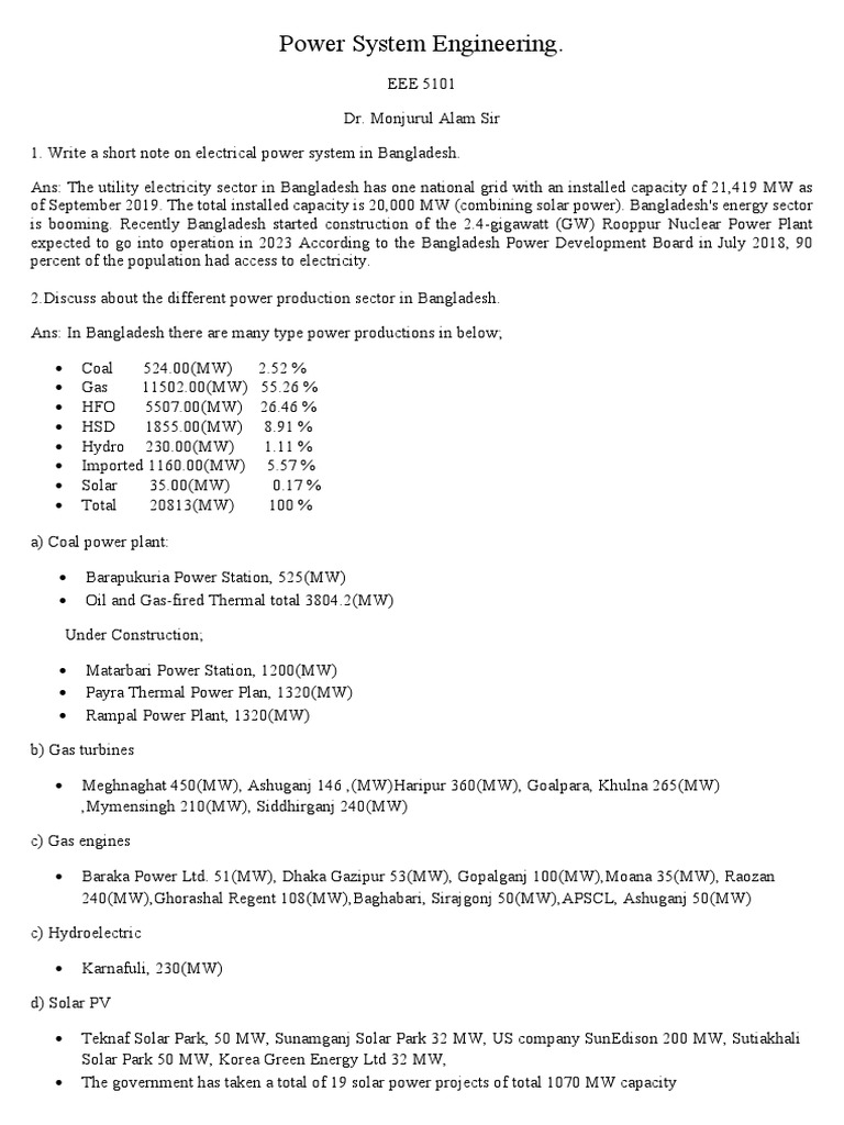 EEE5101 Power System Engineering PDF Electric Power Transmission