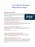 Moniciones y Lecturas 2 de Marzo de 2022 - Miércoles de Ceniza